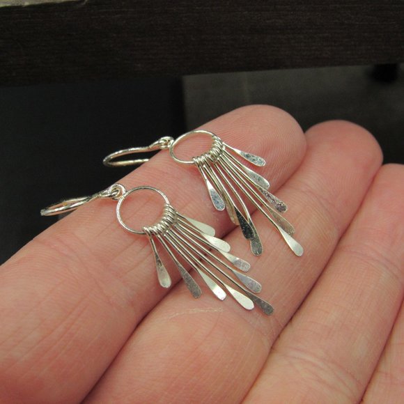 Sterling Silver Dainty Odd Design Earrings Vintage - Picture 2 of 5